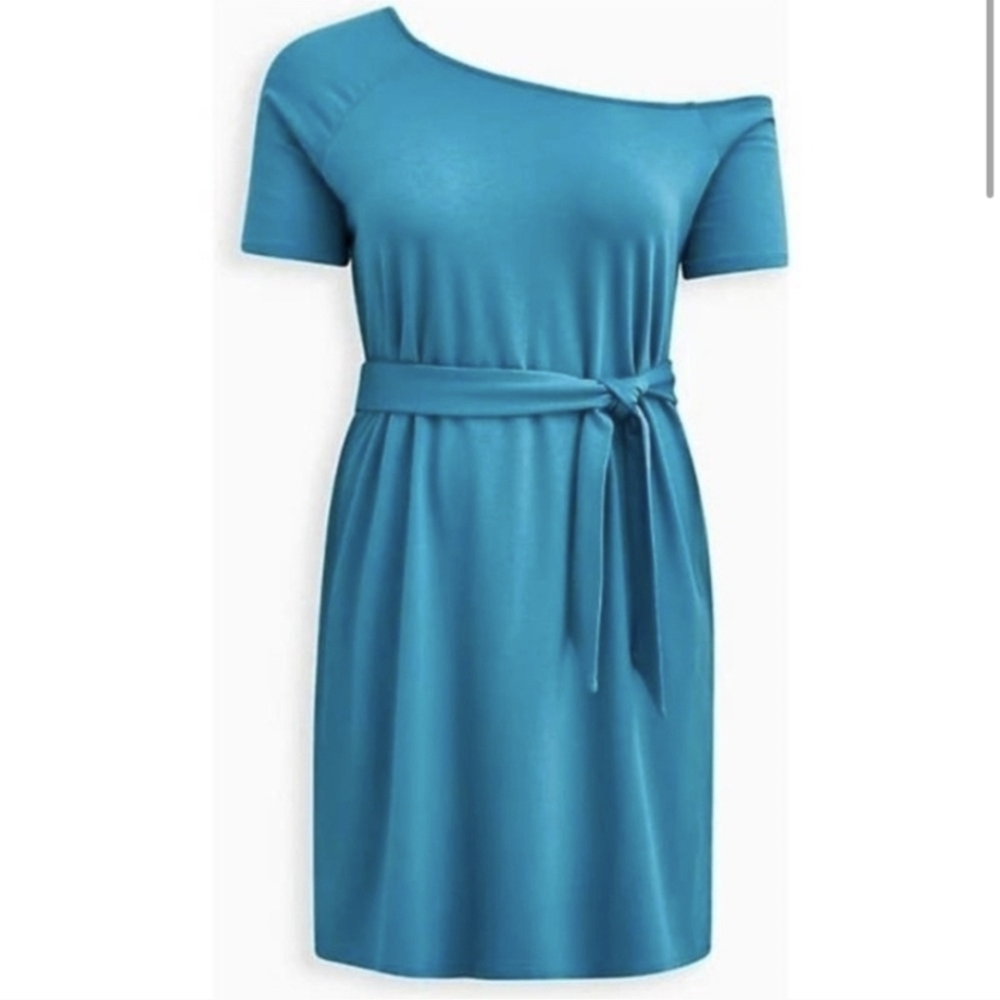 Torrid 3 Callie Off the Shoulder T- Shirt Dress Teal